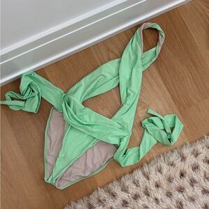 One piece halter swim from revolve, high leg low back